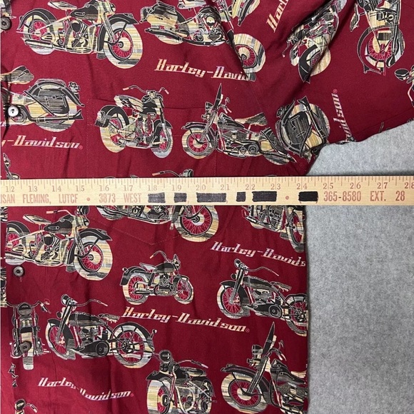 Harley Davidson HD Camp Shirt Mens Medium Button Up Cabana Motorcycle Riding HD - Picture 6 of 10